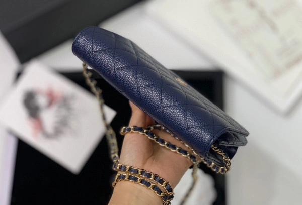 Fashionable CHANEL CHAIN WALLET CAVIAR WITH GOLD HARDWARE 722 - Image 6