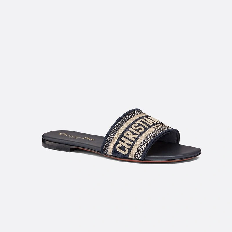 Affordable 7366 Christian Dior Dway Slides Women Canvas Blue - Image 3