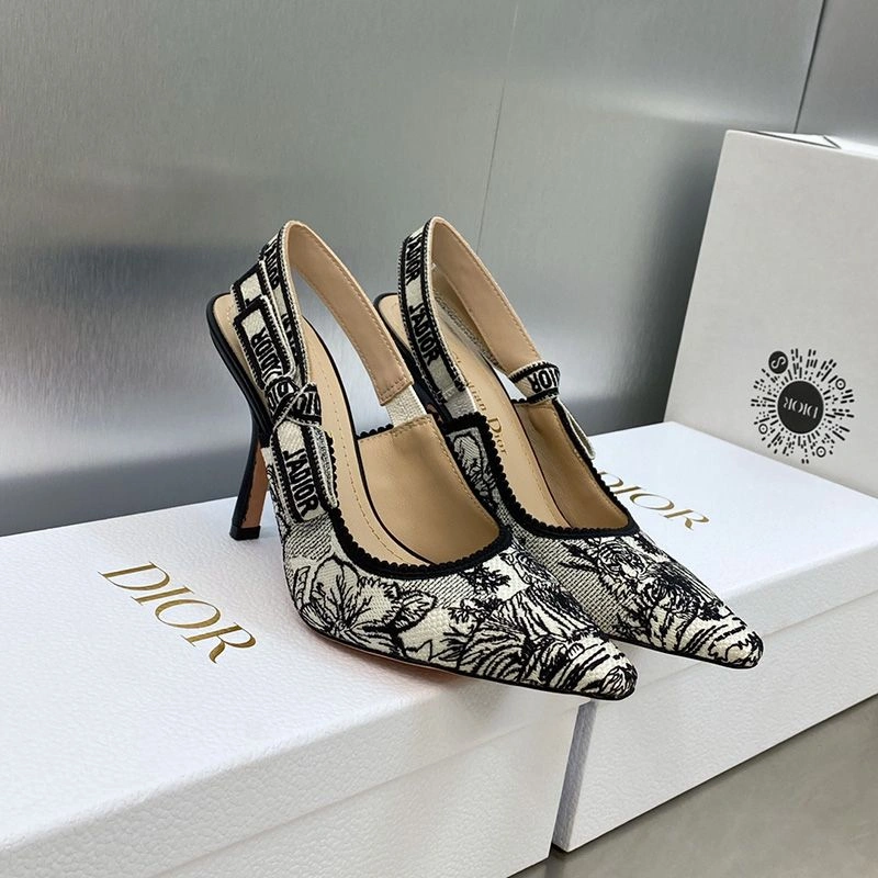 BestValue 5799 J'Adior Slingback Pumps Women Toile de Jouy Voyage Motif Canvas White - Image 3