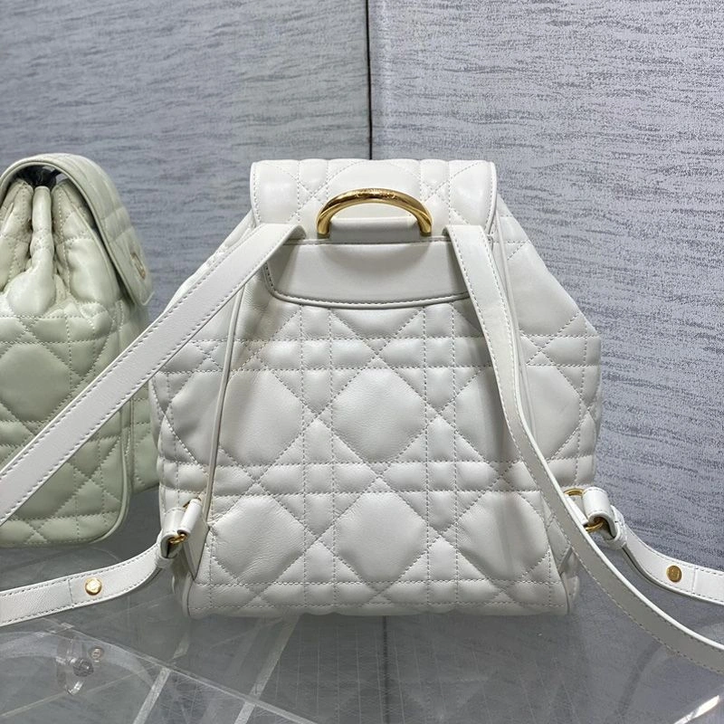 BestValue 8930 Medium Dior Caro Backpack In Macrocannage Lambskin White - Image 3