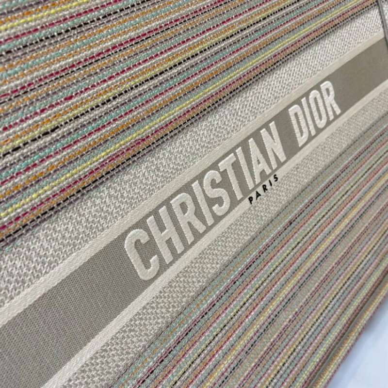 The Dior B Christian Dior Book Tote Multicolor Stripes Embroidery - Image 9