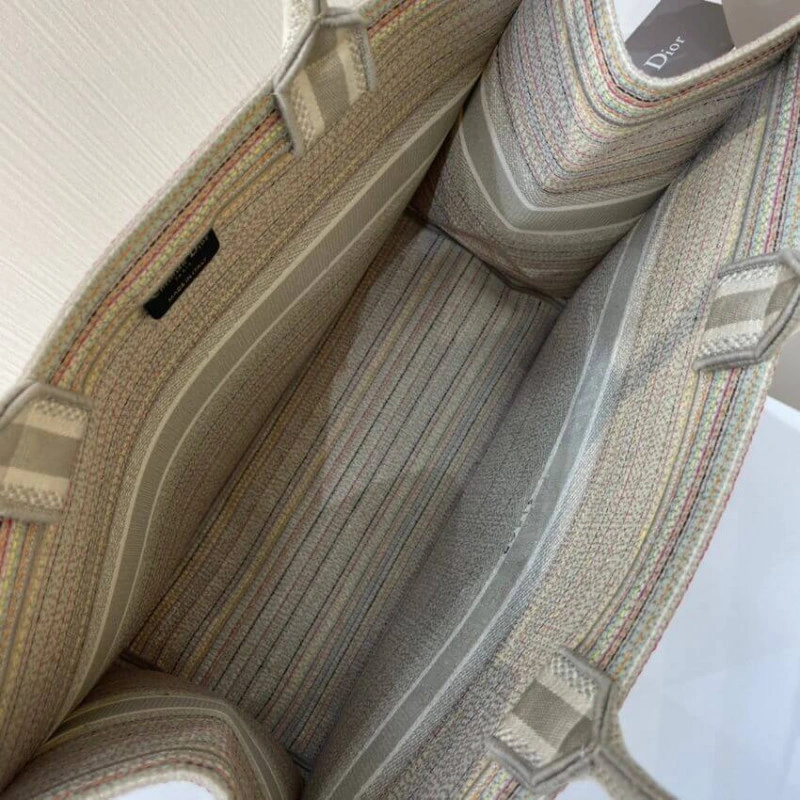 The Dior B Christian Dior Book Tote Multicolor Stripes Embroidery - Image 11