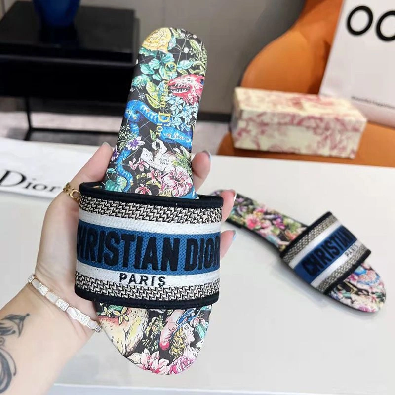 Christian Dior Dway Slides Women D-Constellation Motif Canvas Black DailyWear 2116 - Image 3