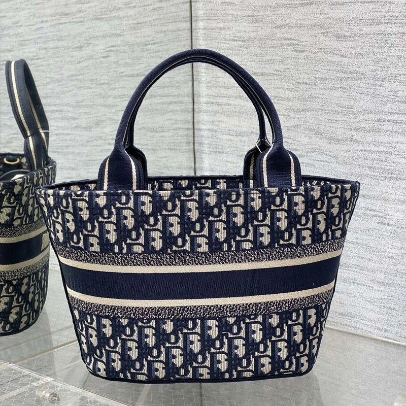 Christian Dior Hat Basket Bag In Oblique Motif Canvas Blue BestValue 4469 - Image 3