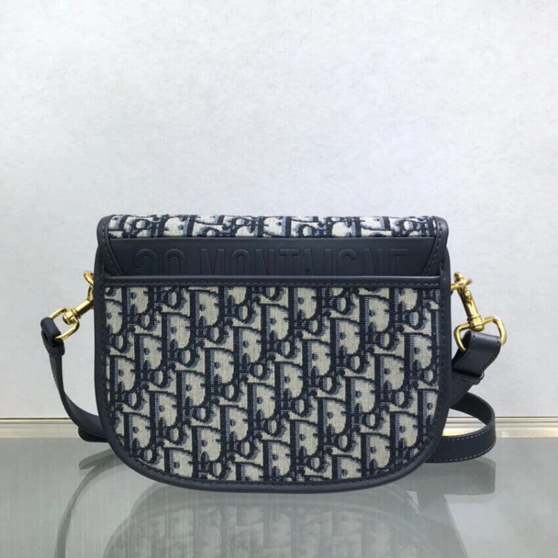 Embossed Christian Dior Medium Bobby Bag Blue Oblique Jacquard - Image 6