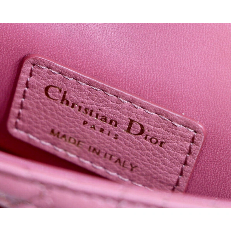Removable Christian Dior Micro Caro Bag Yarrow Pink Supple Cannage Calfskin - Image 11