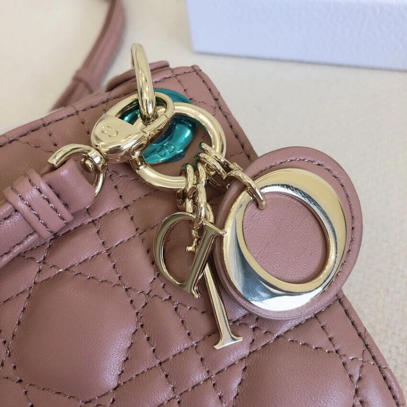 Removable Christian Dior Micro Lady Dior Bag Pink Cannage Lambskin - Image 10