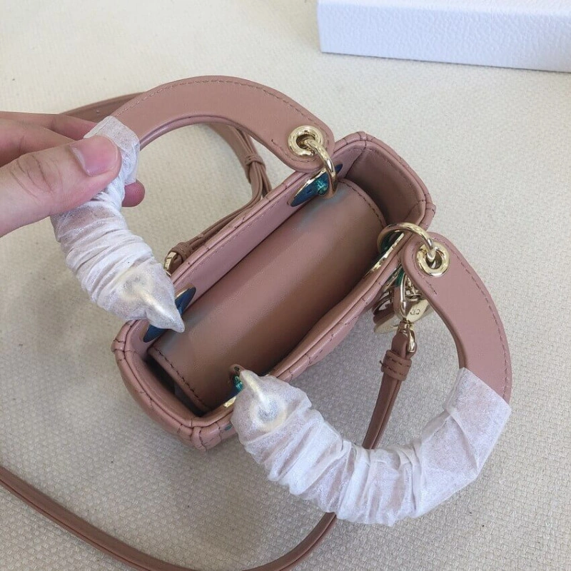 Removable Christian Dior Micro Lady Dior Bag Pink Cannage Lambskin - Image 13