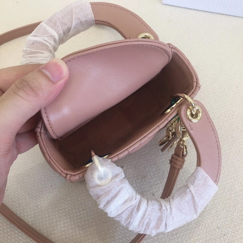 Removable Christian Dior Micro Lady Dior Bag Pink Cannage Lambskin - Image 14