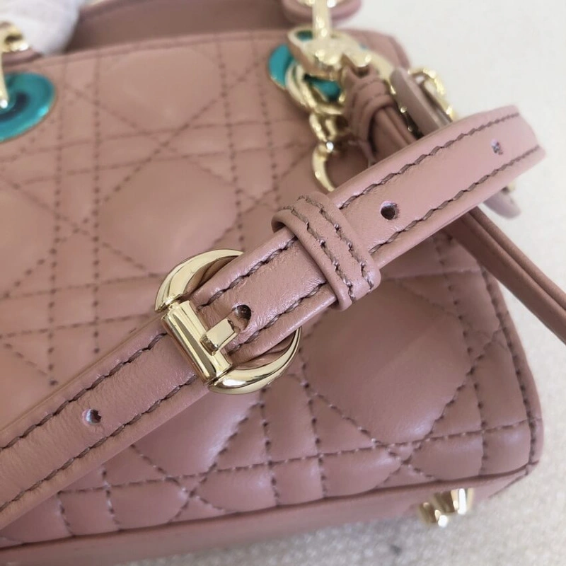 Removable Christian Dior Micro Lady Dior Bag Pink Cannage Lambskin - Image 15