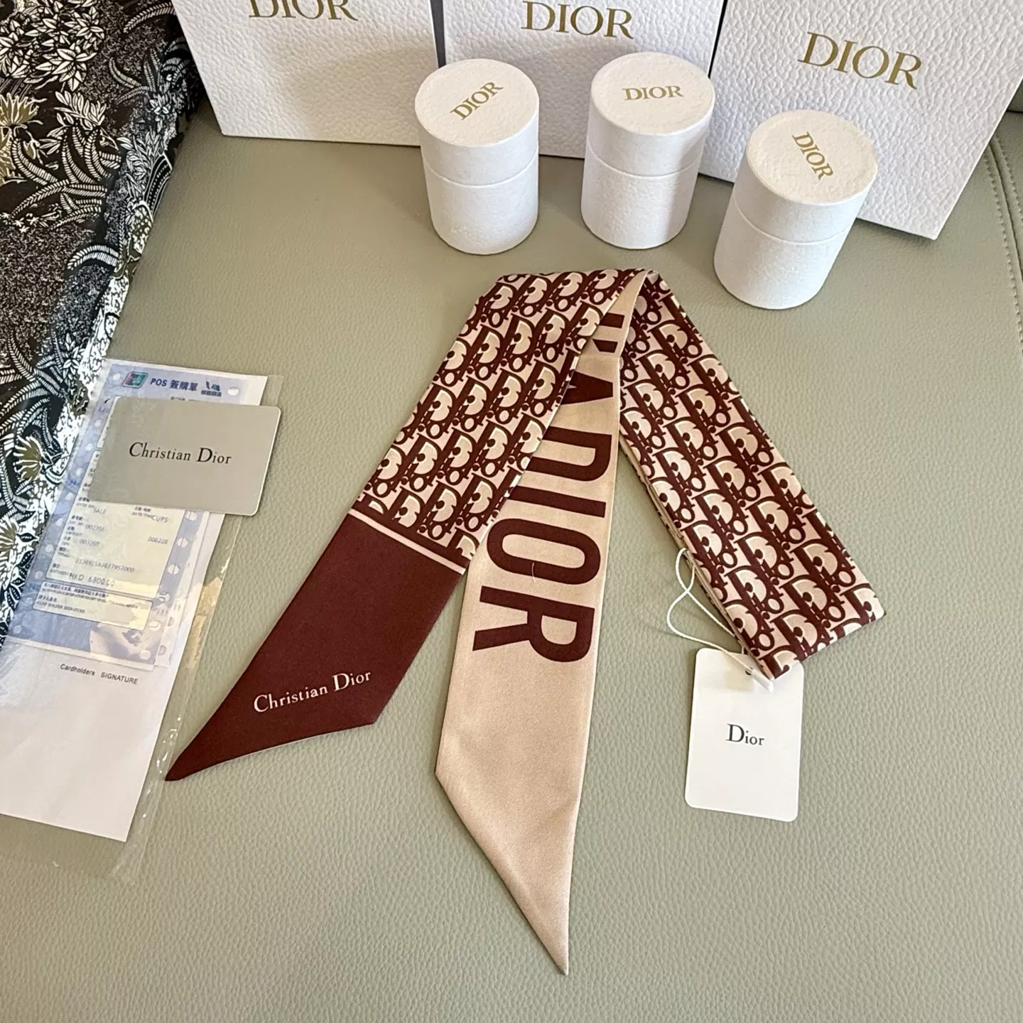 Christian Dior Silk Scarf Lightweight 2736