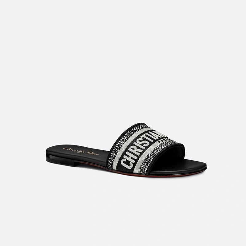 Comfortable 2039 Christian Dior Dway Slides Women Canvas Black - Image 3