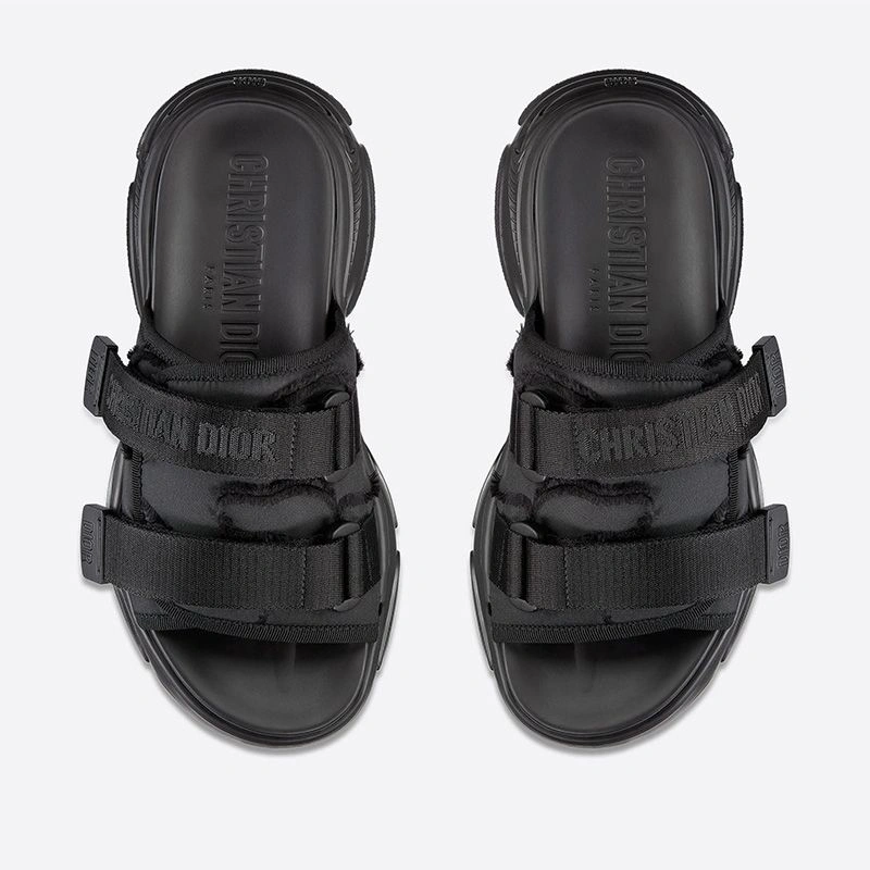 Comfortable 4146 Dior D-Wander Slides Women Camouflage Technical Fabric Black - Image 3