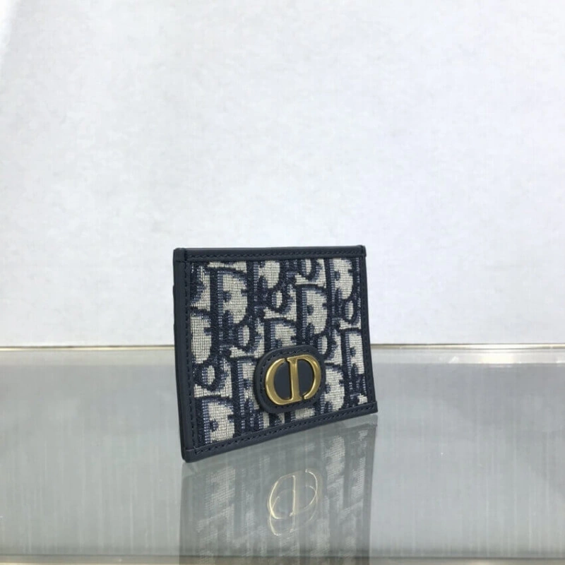 1 patch p Dior 30 Montaigne Flat Card Holder Blue Oblique Jacquard - Image 3