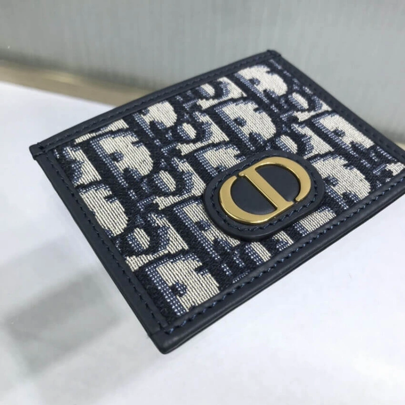 1 patch p Dior 30 Montaigne Flat Card Holder Blue Oblique Jacquard - Image 5