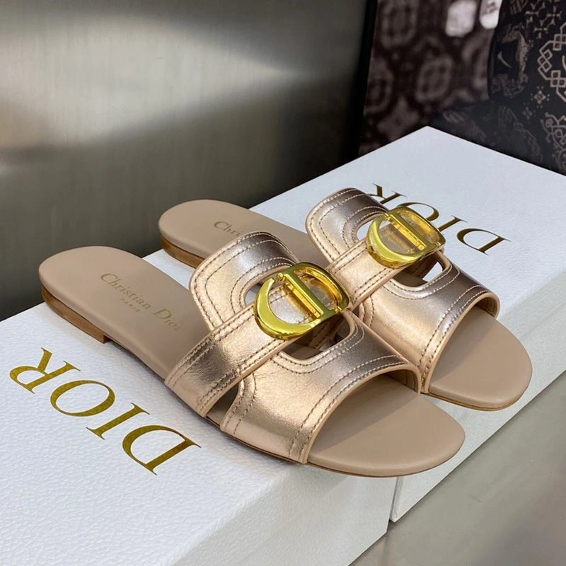 Dior 30 Montaigne Slides Women Calfskin Rose Gold HighQuality 4564 - Image 3