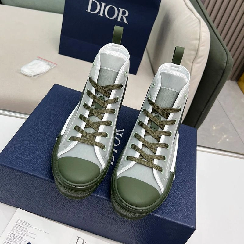 Dior B23 High-Top Sneakers Unisex Oblique Motif Canvas Green DailyWear 6973 - Image 3