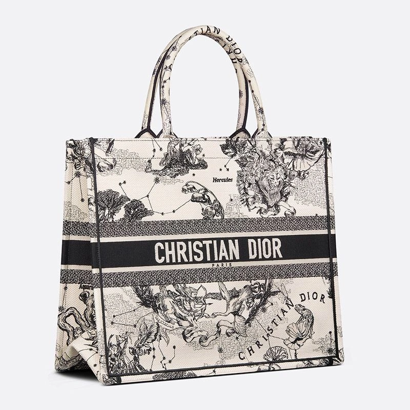 Dior Book Tote In Toile de Jouy Zodiac Motif Canvas White GoAnywhere 9621 - Image 3