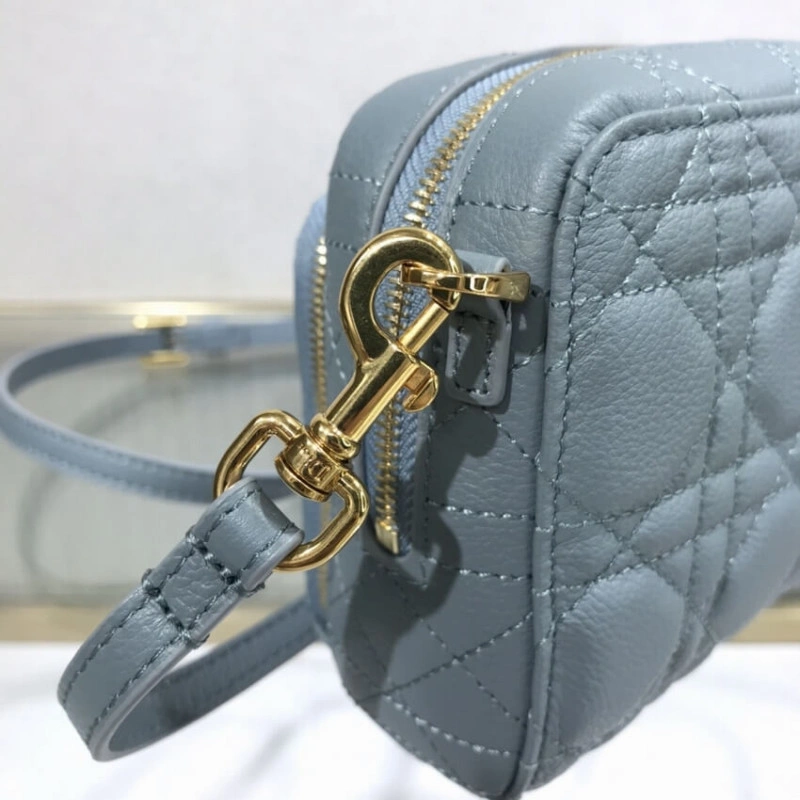 Removable Dior Caro Double Pouch Cloud Blue Supple Cannage Calfskin - Image 6