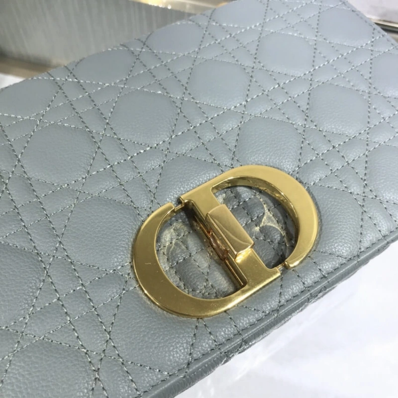 Back pock Dior Large Caro Bag Grey Supple Cannage Calfskin - Image 6