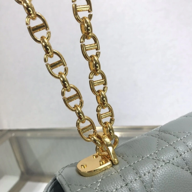 Back pock Dior Large Caro Bag Grey Supple Cannage Calfskin - Image 7