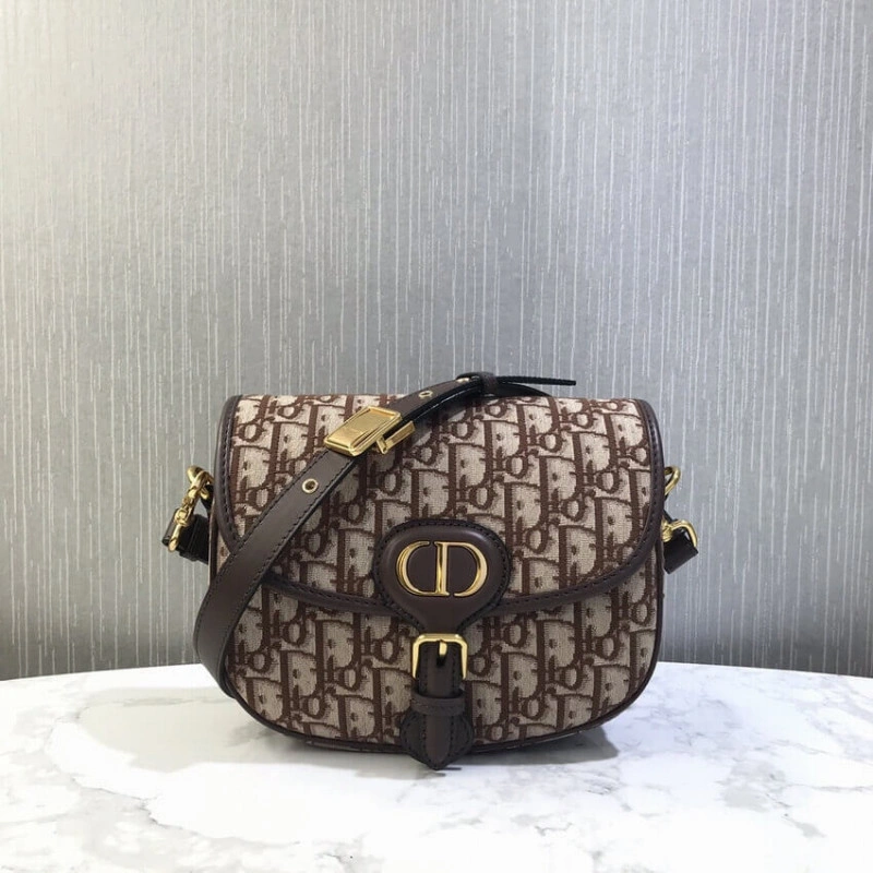 Back pock Dior Medium Bobby Bag Brown Oblique Jacquard - Image 4