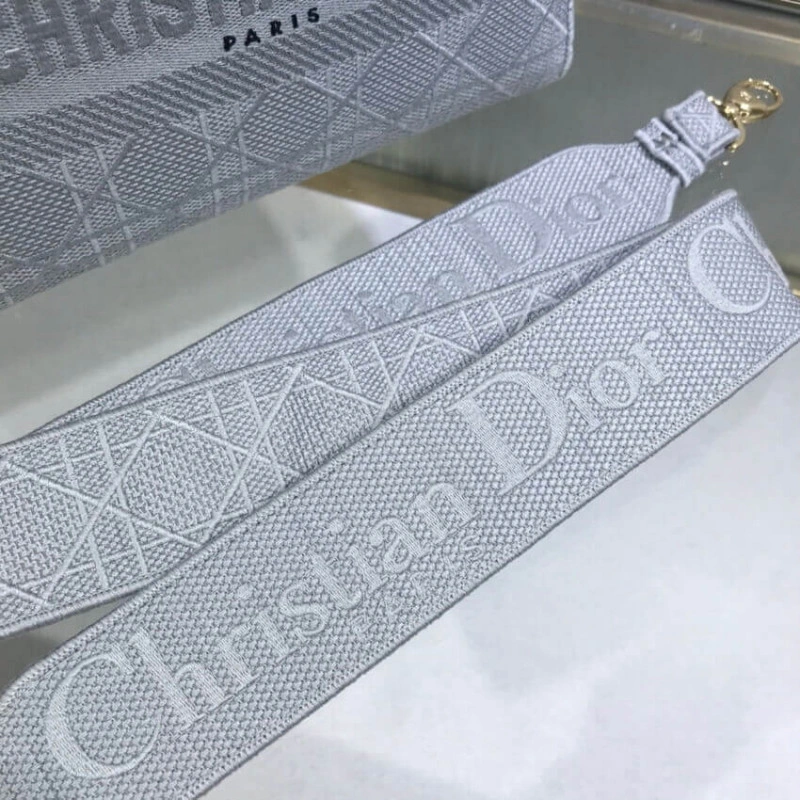 Beige Can Dior Medium Lady D-Lite Bag Gray Cannage Embroidered - Image 15