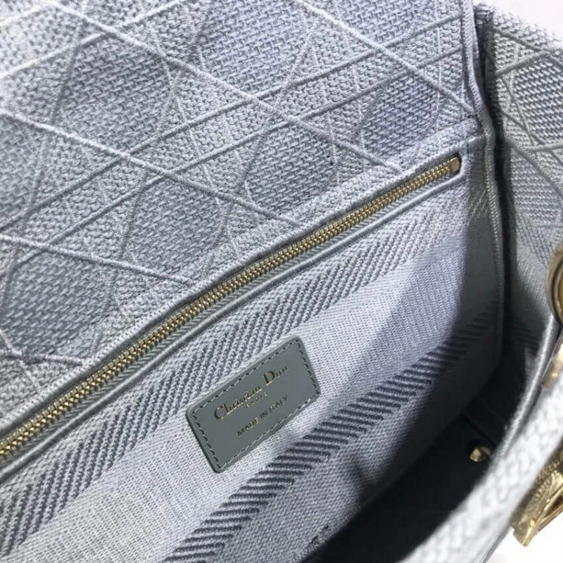 Beige Can Dior Medium Lady D-Lite Bag Gray Cannage Embroidered - Image 18