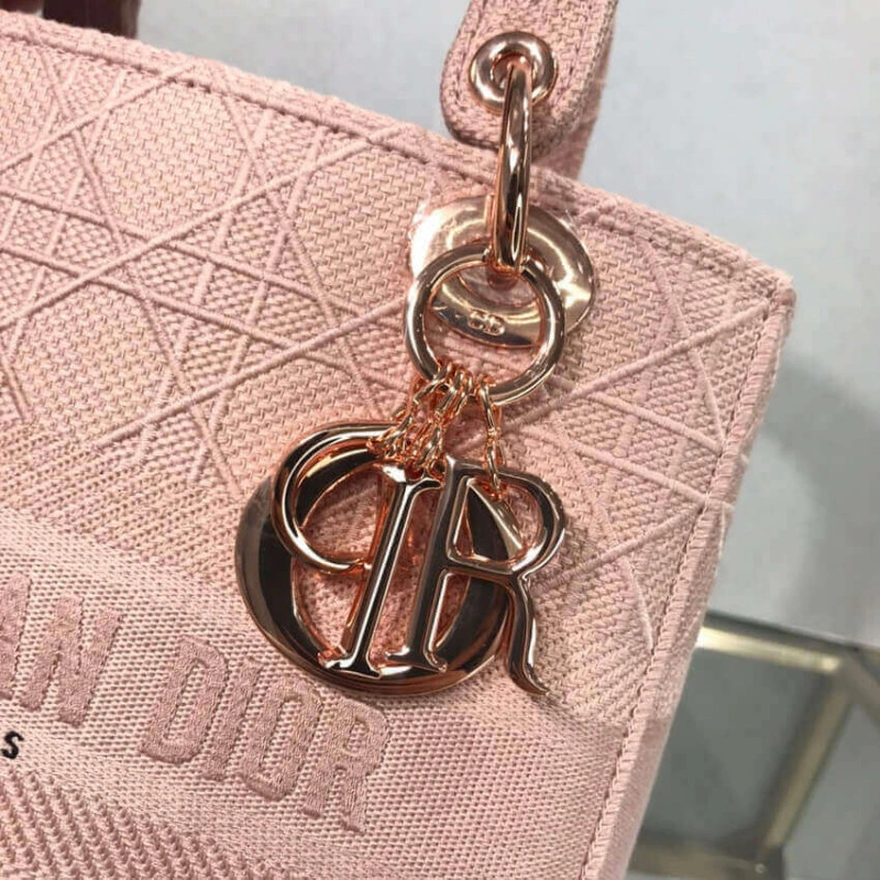 Large, re Dior Medium Lady D-Lite Bag Pink Cannage Embroidered - Image 11
