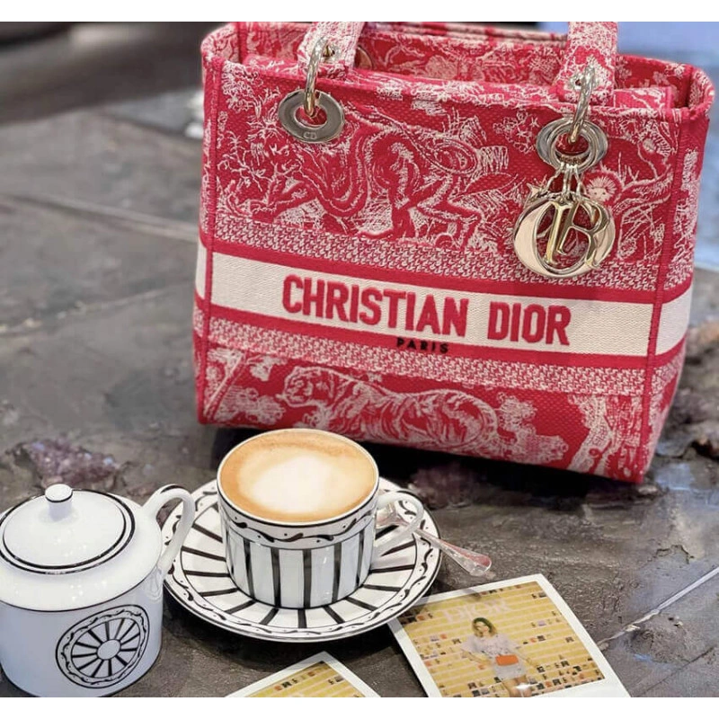 Dust bag Dior Medium Lady D-Lite Bag Raspberry Toile de Jouy Reverse Embroidery - Image 5