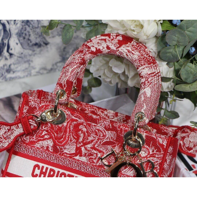 Dust bag Dior Medium Lady D-Lite Bag Raspberry Toile de Jouy Reverse Embroidery - Image 12