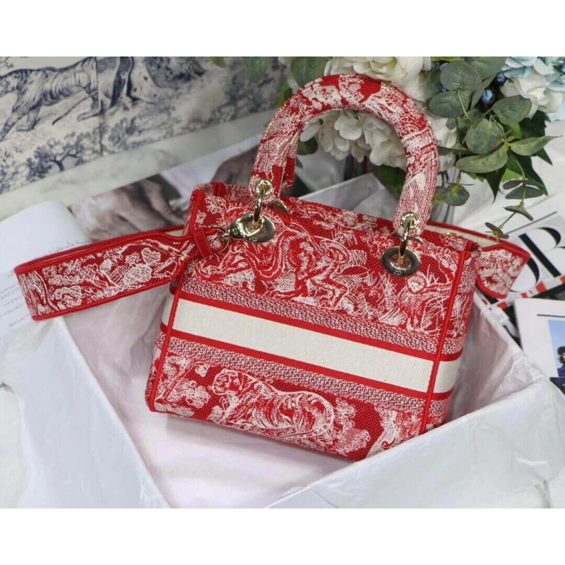 Dust bag Dior Medium Lady D-Lite Bag Raspberry Toile de Jouy Reverse Embroidery - Image 14