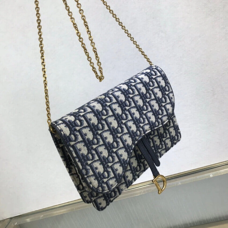 22 x 14.5 Dior Saddle Pouch Blue Oblique Jacquard - Image 8