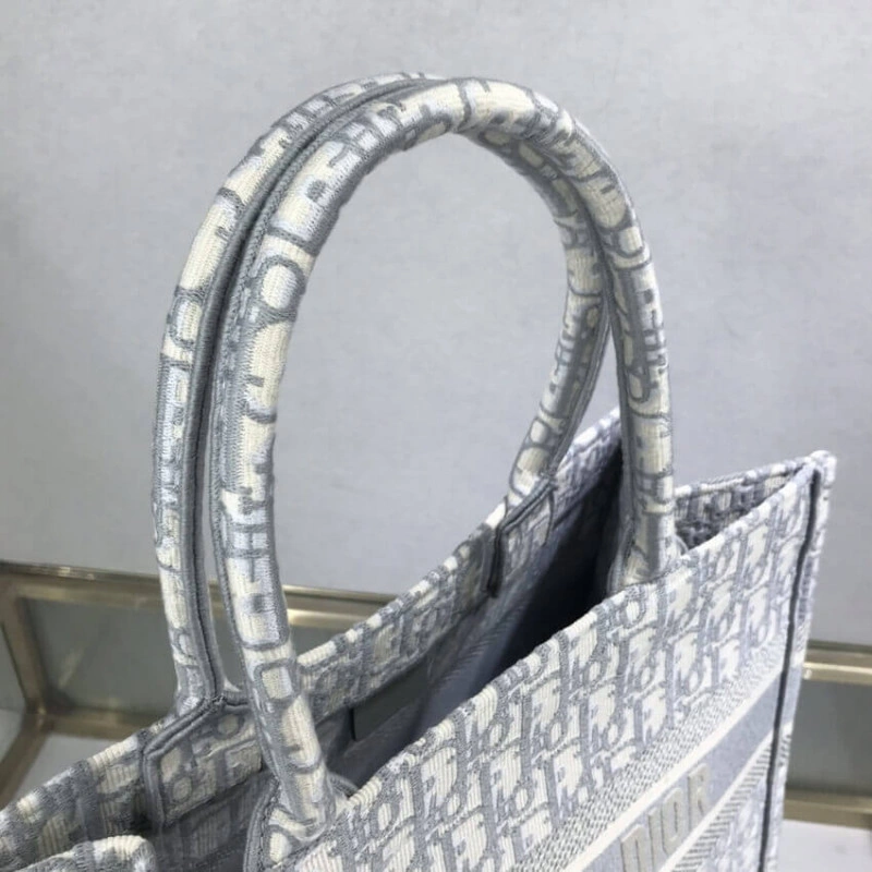 May be ca Dior Small Book Tote Grey Oblique Embroidery - Image 11