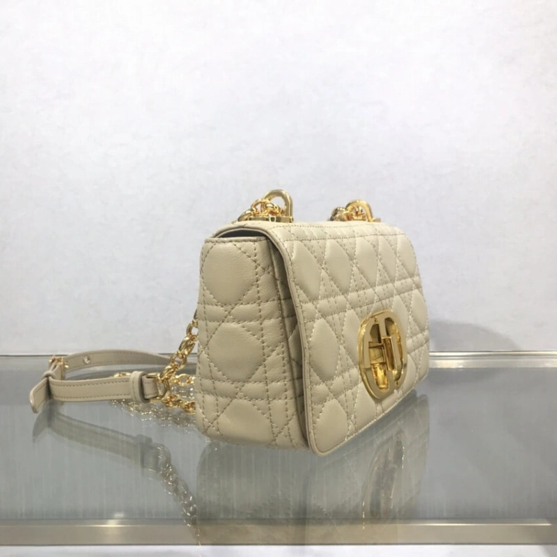 The new Di Dior Small Caro Bag Beige Supple Cannage Calfskin - Image 4