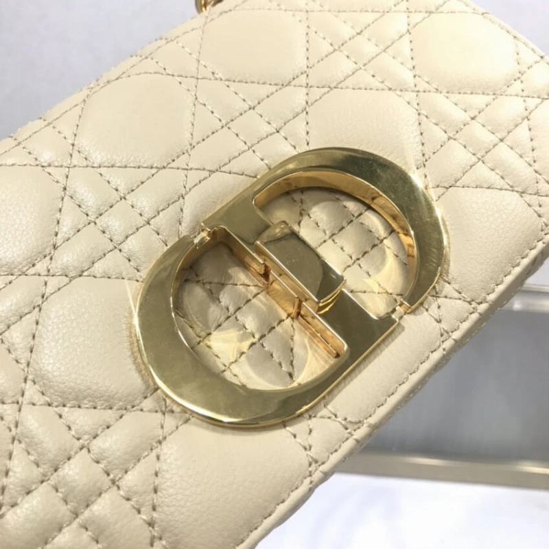 The new Di Dior Small Caro Bag Beige Supple Cannage Calfskin - Image 5