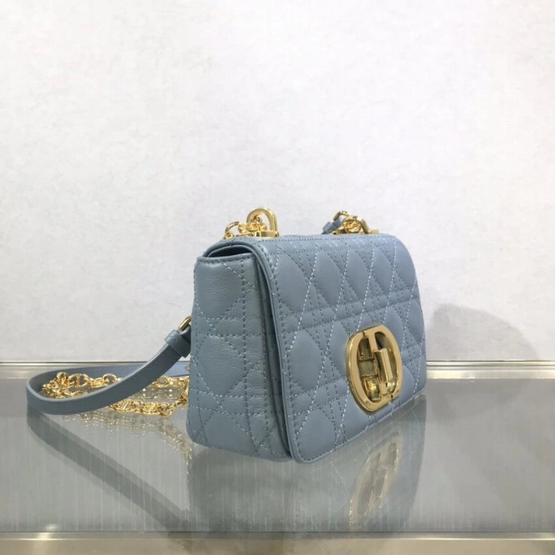 20 x 12 x Dior Small Caro Bag Cloud Blue Supple Cannage Calfskin - Image 7