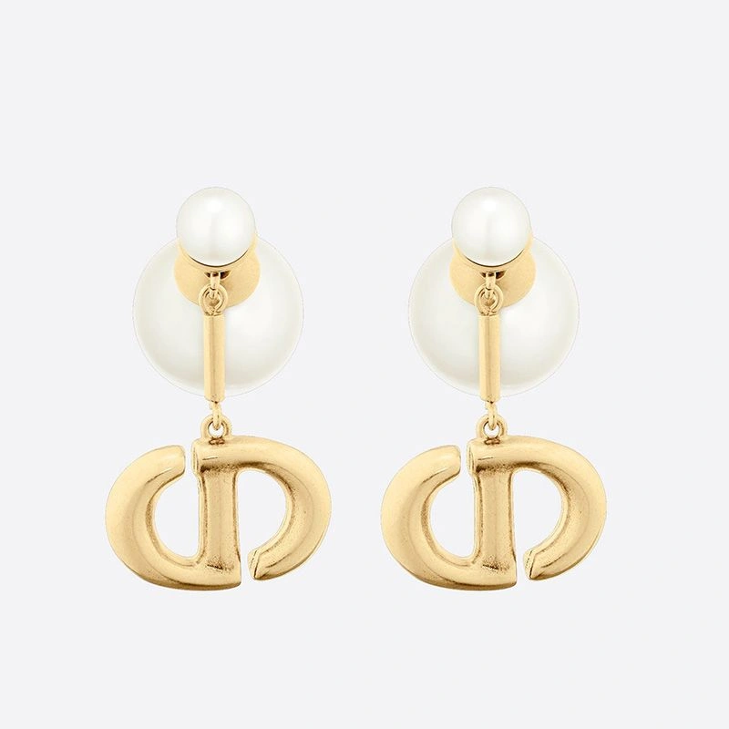 Dior Tribales Earrings CD Drop and White Resin Pearls Gold SmartChoice 3466 - Image 3