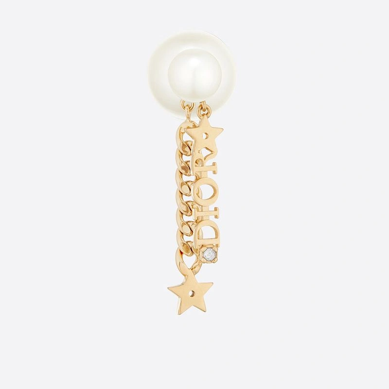 Dior Tribales Earrings Chain and White Resin Pearls Gold ModernLook 7402 - Image 3