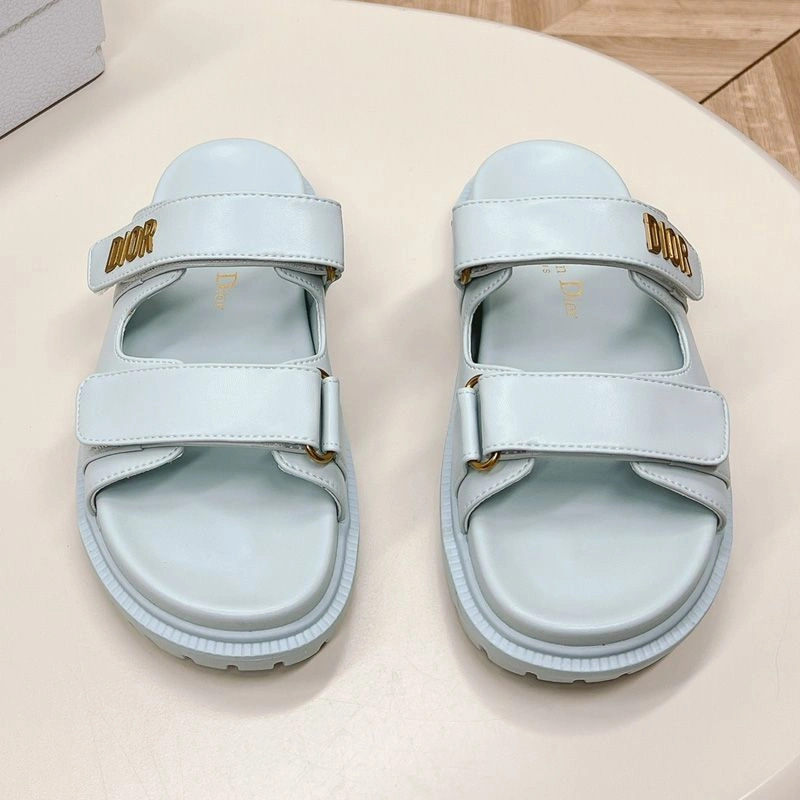 DiorAct Slides Women Calfskin Light Blue NewStyle 144 - Image 3
