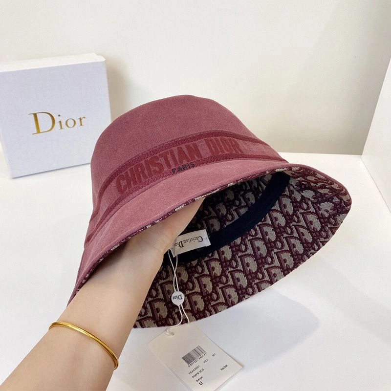 Fashionable 5545 Christian Dior Bucket Hat Oblique Motif Denim Burgundy - Image 3