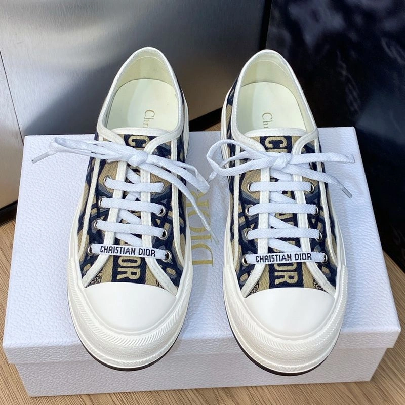 GoAnywhere 1206 Walk'n'Dior Platform Sneakers Unisex Macrocannage Motif Canvas Blue - Image 3