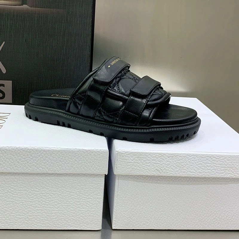 GoAnywhere 564 Diorevolution Slides Women Quilted Cannage Calfskin Black - Image 3