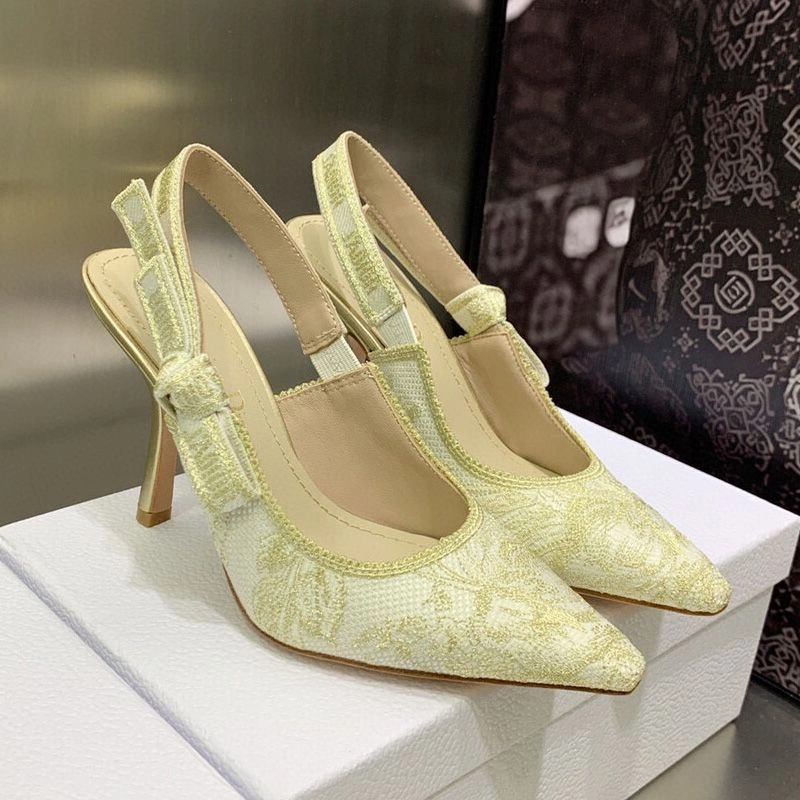 GoodFit 1547 J'Adior Slingback Pumps Women Jardin d'Hiver Motif Canvas Gold - Image 3