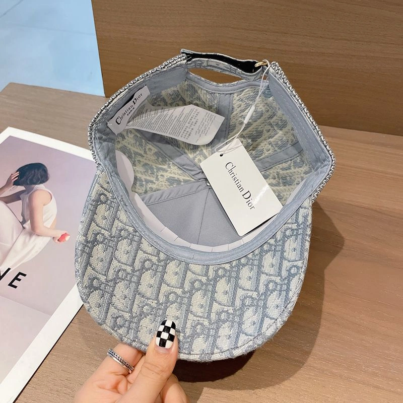 GoodFit 4496 Christian Dior Baseball Cap D-Oblique Motif Cotton Grey - Image 3