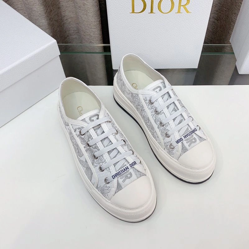 HighQuality 4064 Walk'N'Dior Platform Sneakers Unisex Jardin d'Hiver Motif Canvas Grey - Image 3