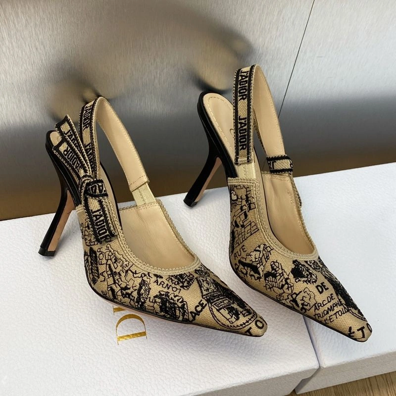 J'Adior Slingback Pumps Women Plan de Paris Motif Canvas Beige AllSeason 5977 - Image 3