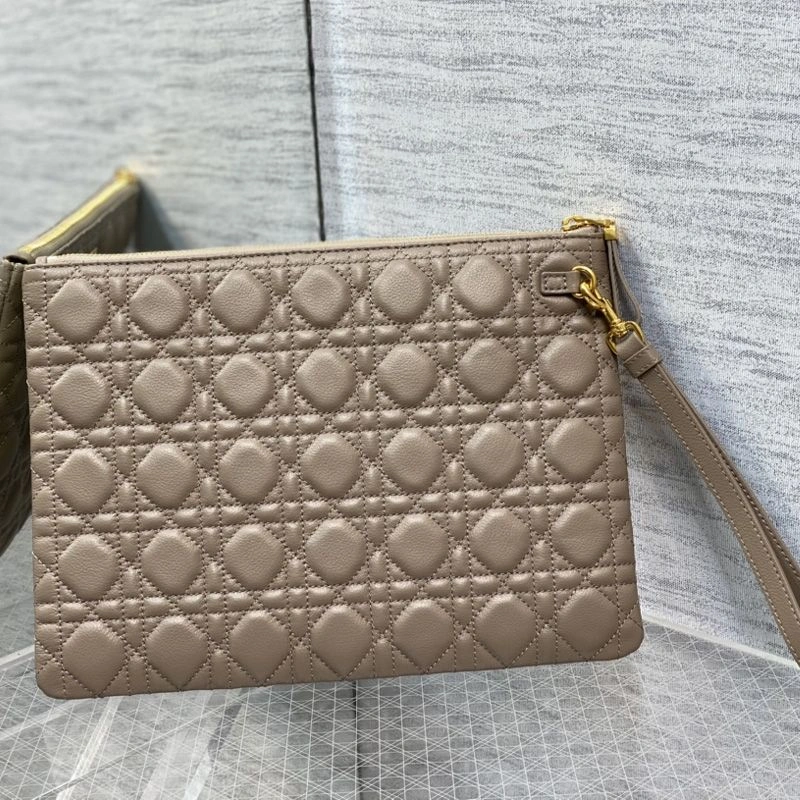 Large Dior Caro Daily Pouch In Supple Cannage Calfskin Taupe HighQuality 2751 - Image 3