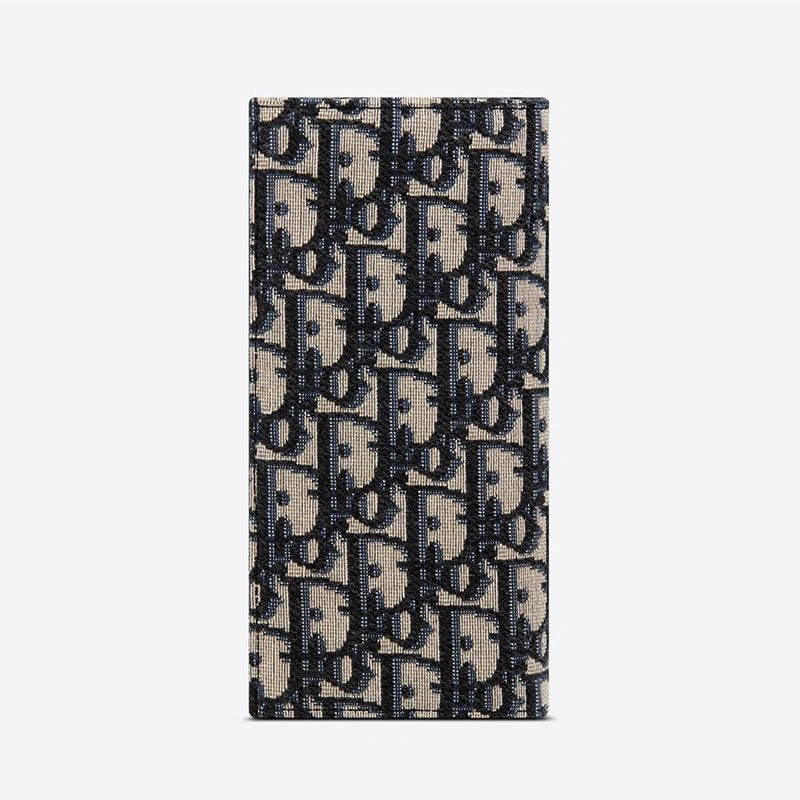 Large Dior Vertical Wallet Oblique Motif Canvas Blue EasyMatch 3588 - Image 3