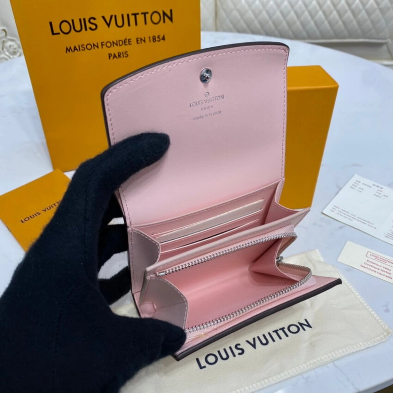 6 card sl Louis Vuitton Iris Compact Wallet in Pink Gradient Mahina Perforated Leather - Image 7